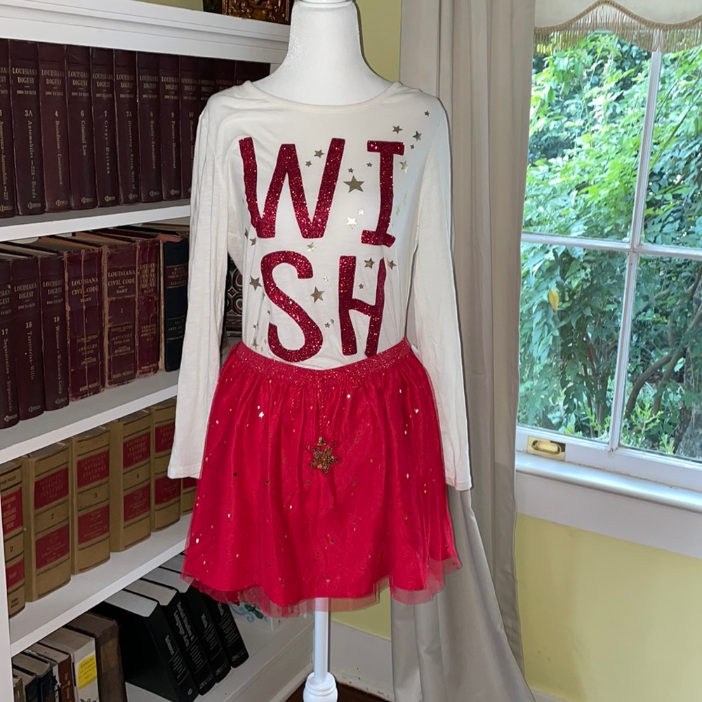 NWT Girls Justice Christmas Outfit 2 Piece Set Size 20 Tulle Skirt